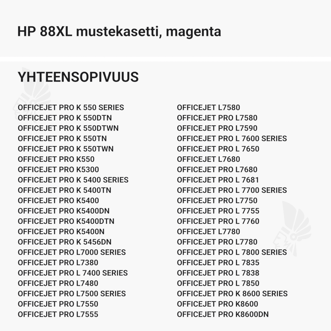 HP 88XL mustekasetti, magenta - Yhteensopivat tulostinmallit