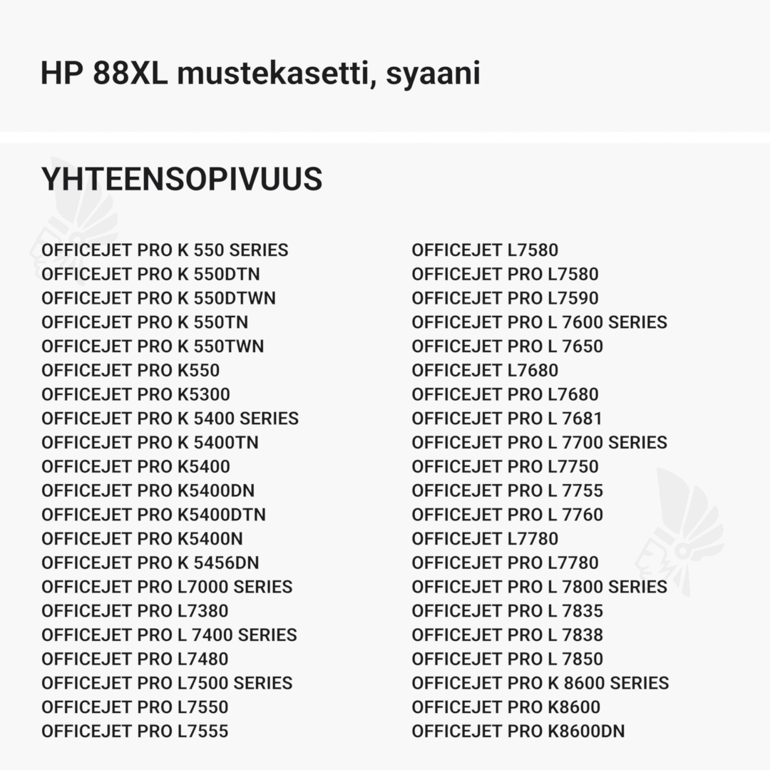 HP 88XL mustekasetti, syaani - Yhteensopivat tulostinmallit