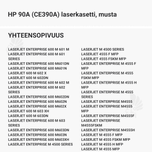HP 90A (CE390A) laserkasetti, musta - Yhteensopivat tulostinmallit