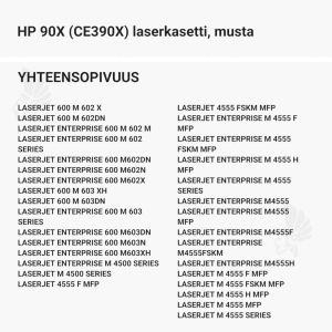HP 90X (CE390X) laserkasetti, musta - Yhteensopivat tulostinmallit
