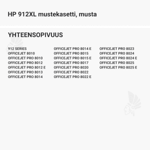 HP 912XL mustekasetti, musta - Yhteensopivat tulostinmallit