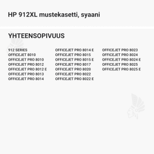 HP 912XL mustekasetti, syaani - Yhteensopivat tulostinmallit