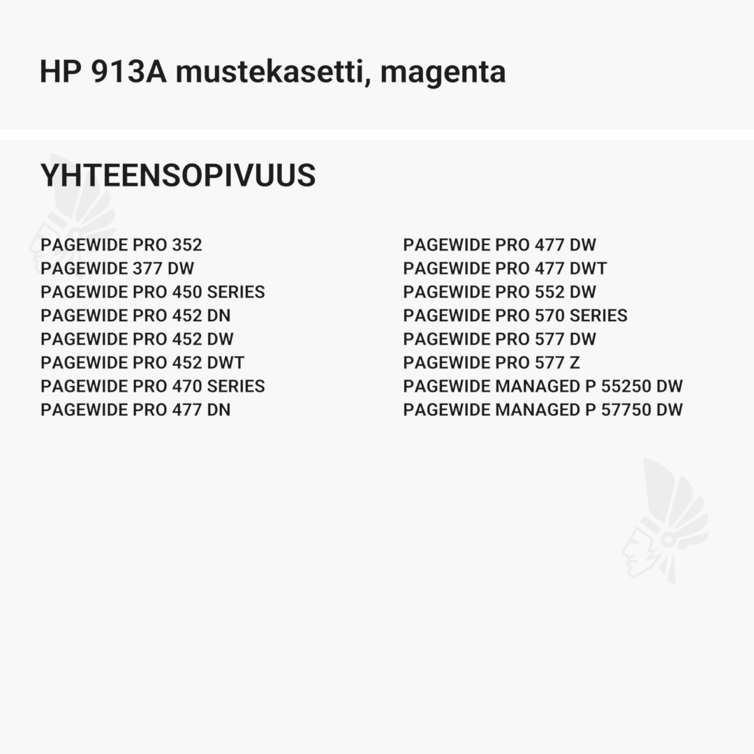 HP 913A mustekasetti, magenta - Yhteensopivat tulostinmallit