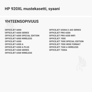 HP 920XL mustekasetti, syaani - Yhteensopivat tulostinmallit