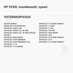HP 933XL mustekasetti, syaani - Yhteensopivat tulostinmallit