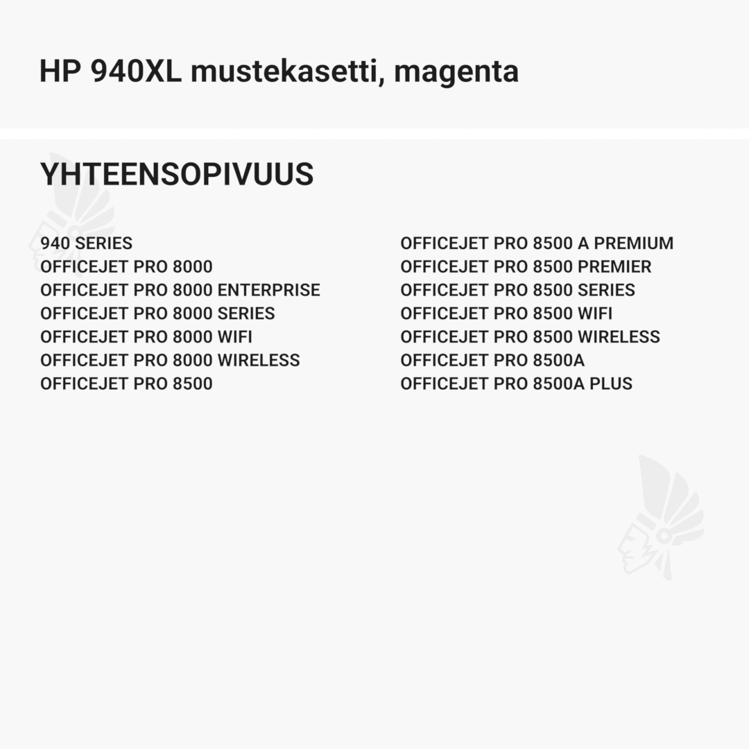 HP 940XL mustekasetti, magenta - Yhteensopivat tulostinmallit