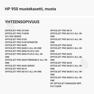 HP 950 mustekasetti, musta - Yhteensopivat tulostinmallit
