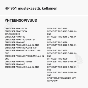 HP 951 mustekasetti, keltainen - Yhteensopivat tulostinmallit