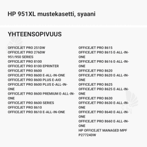 HP 951XL mustekasetti, syaani - Yhteensopivat tulostinmallit