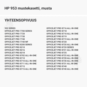 HP 953 mustekasetti, musta - Yhteensopivat tulostinmallit