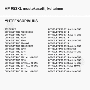 HP 953XL mustekasetti, keltainen - Yhteensopivat tulostinmallit