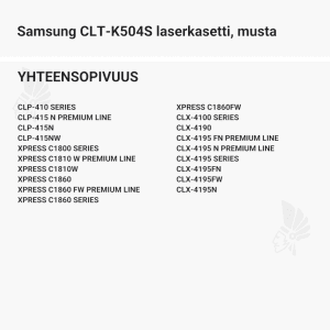 Samsung CLT-K504S laserkasetti, musta - Yhteensopivat tulostinmallit