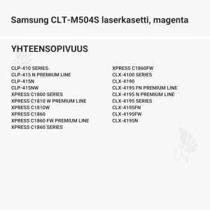 Samsung CLT-M504S laserkasetti, magenta - Yhteensopivat tulostinmallit