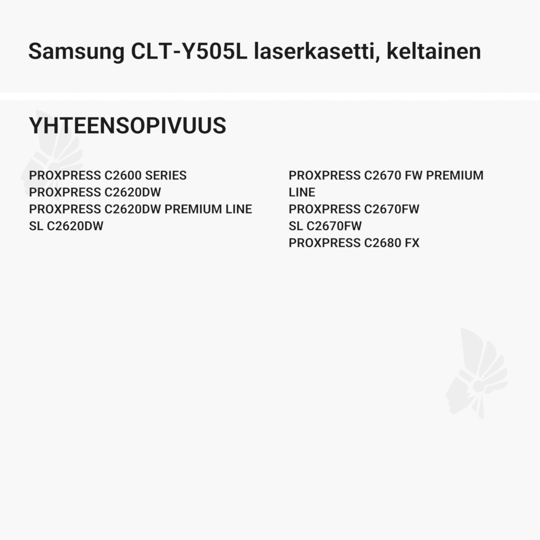 Samsung CLT-Y505L laserkasetti, keltainen – tarvike, premium - Yhteensopivat tulostinmallit