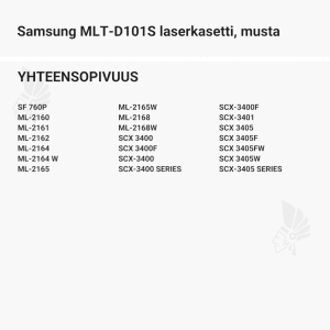 Samsung MLT-D101S laserkasetti, musta - Yhteensopivat tulostinmallit