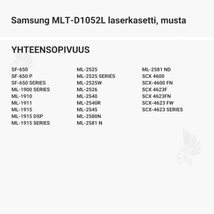 Samsung MLT-D1052L laserkasetti, musta - Yhteensopivat tulostinmallit