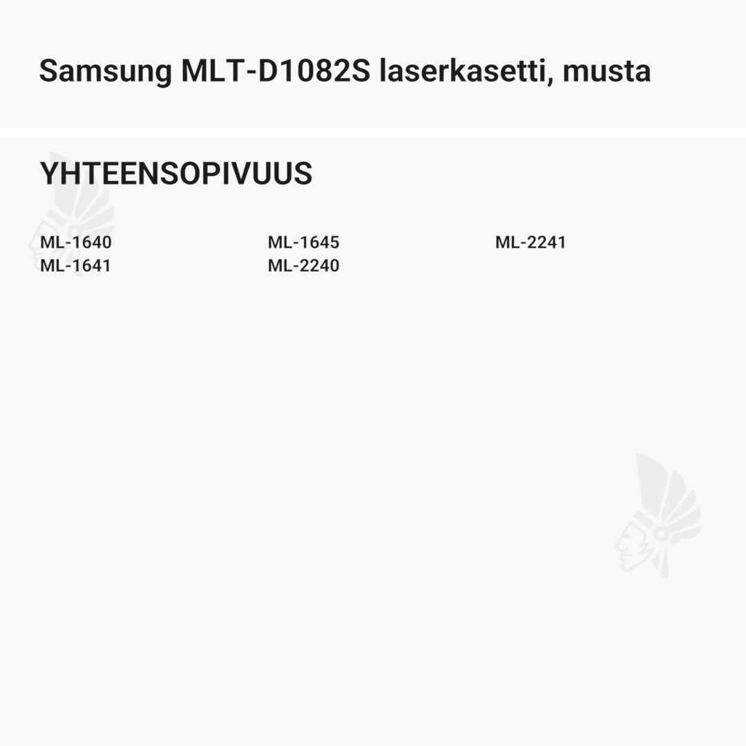 Samsung MLT-D1082S laserkasetti, musta - Yhteensopivat tulostinmallit