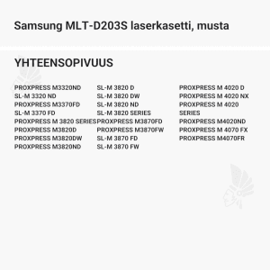 Samsung MLT-D203S laserkasetti, musta - Yhteensopivat tulostinmallit