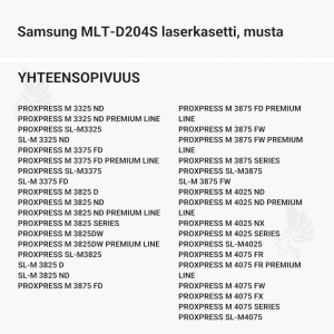 Samsung MLT-D204S laserkasetti, musta - Yhteensopivat tulostinmallit