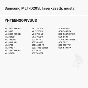 Samsung MLT-D205L laserkasetti, musta - Yhteensopivat tulostinmallit